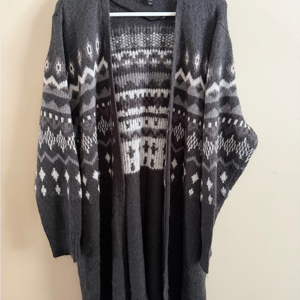 Lane Bryant Black and White Patterned Cardigan